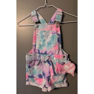 Chillipop Clothing Girl's Tie-dyed Overall Shorts Pockets Belt Size 4T NWT Retro